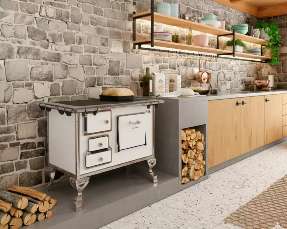 Fogão a Lenha com Chapa Vitrocerâmica 02 - Tradicional Porta Simples