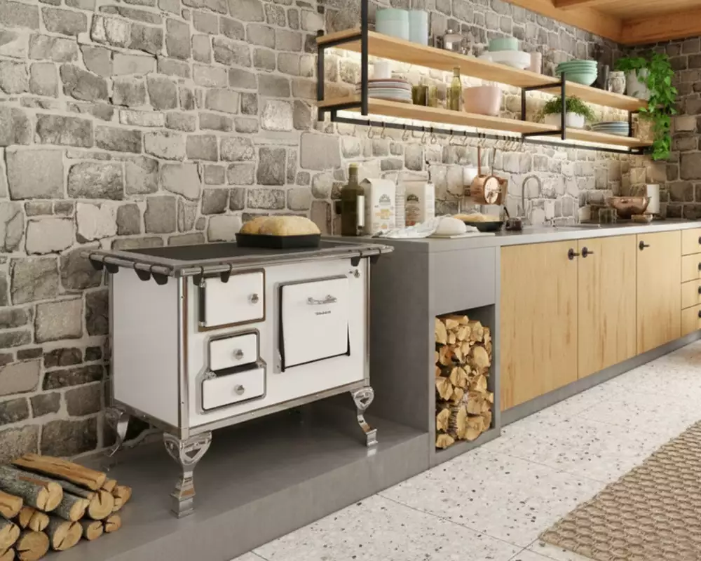 Fogão a Lenha com Chapa Vitrocerâmica 02 - Tradicional Porta Simples